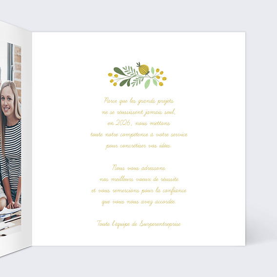 Carte de vœux entreprise Jolie Broderie Intérieur Droit