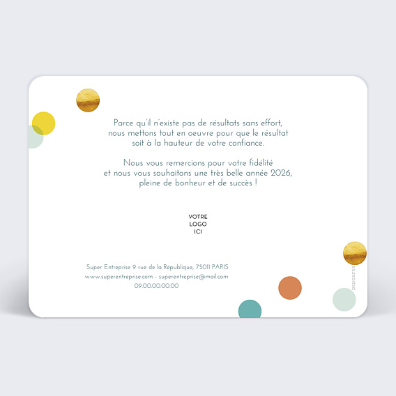 Carte de vœux entreprise Confettis Chic Verso