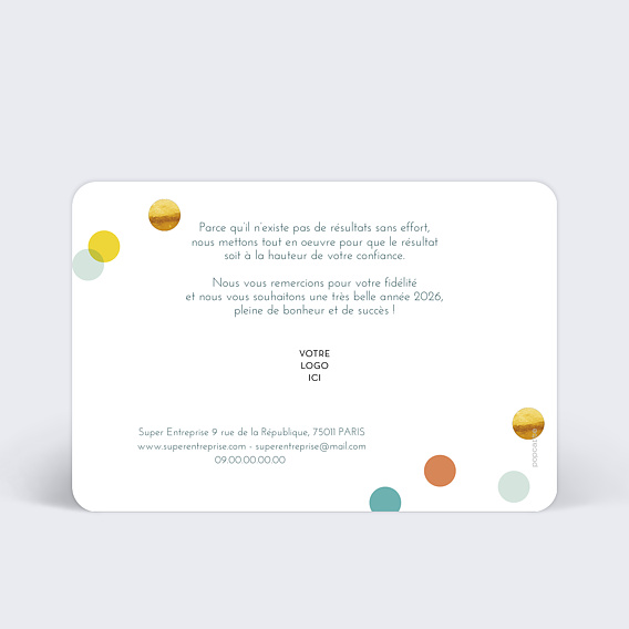 Carte de vœux entreprise Confettis Chic Verso