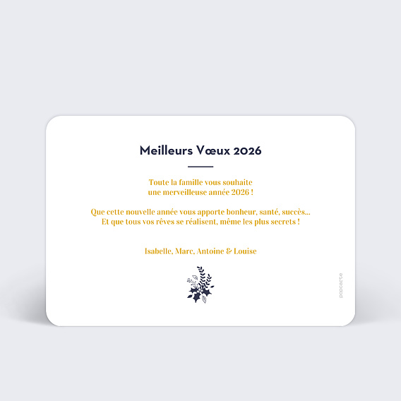 Carte de voeux Branche de houx Verso