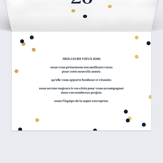 Carte de vœux entreprise Calendrier Pois Intérieur Droit