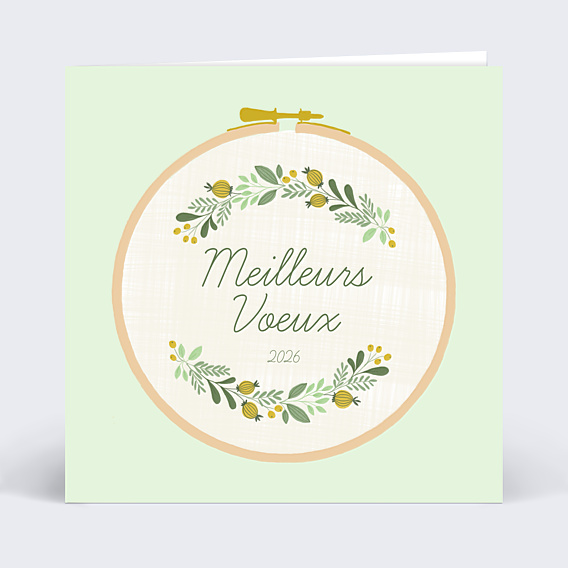 Carte de Voeux Entreprise Jolie Broderie