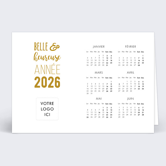 Carte de vœux entreprise Calendrier Typographie Recto