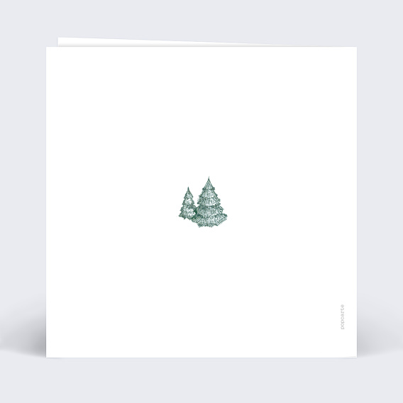 Carte de voeux Découpe Sapins enneigés Verso