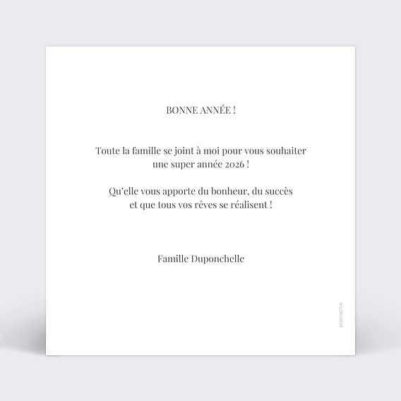 Carte de voeux Simplicité lettres Verso