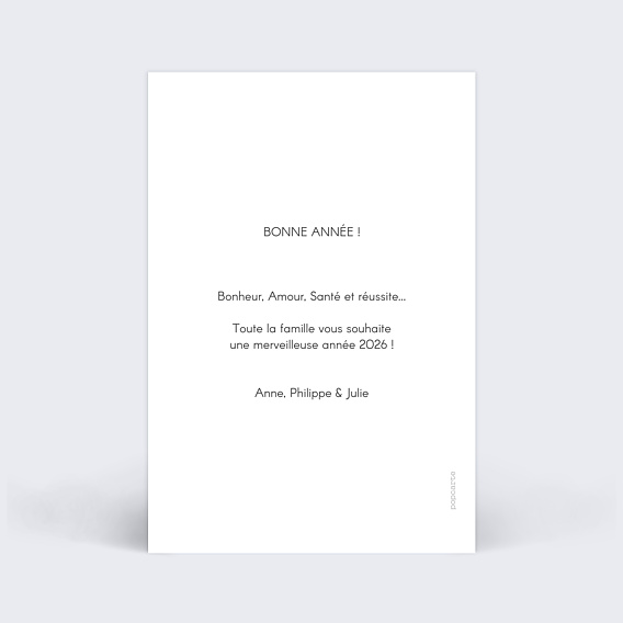 Carte de voeux Typographie cadre Bonne année Verso