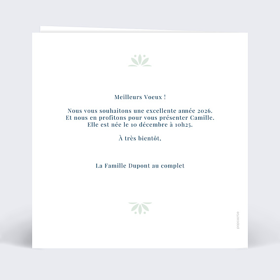 Carte de voeux Découpe Dentelle Verso