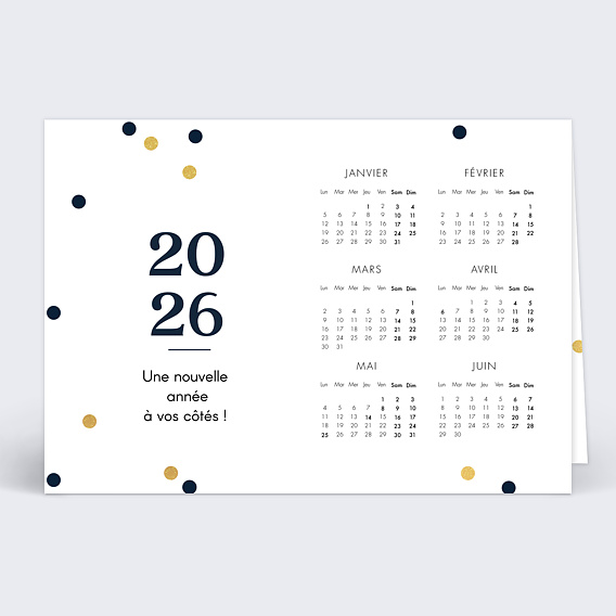 Carte de vœux entreprise Calendrier Pois Recto