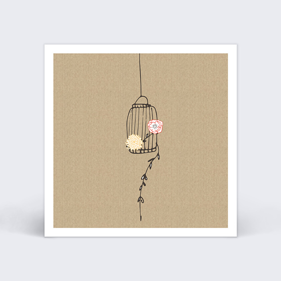 Carton réponse mariage Amour en Cage