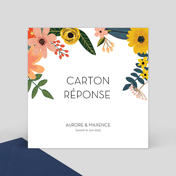 Carton Réponse de Mariage Bouquet Printanier
