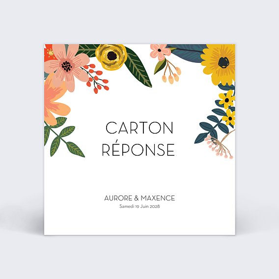 Carton Réponse Mariage Bouquet Printanier