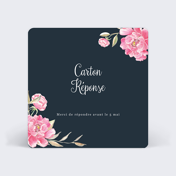 Carton Réponse Mariage Dark Peony Simple