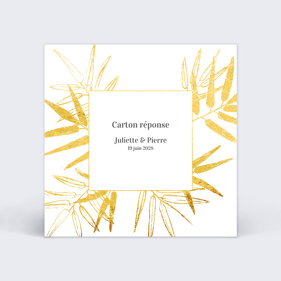 Carton réponse mariage Feuilles d'Or