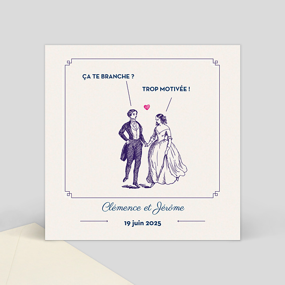 Carton Réponse de Mariage Hirondelle d'Amour