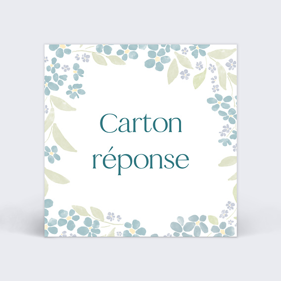 Carton réponse mariage Petites fleurs bleues