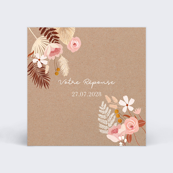 Carton réponse mariage Printemps Bohème