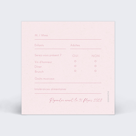 Carton Réponse Mariage Maison Lemoine X Popcarte - Ivory