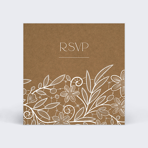 Carton Réponse Mariage Dentelle Kraft