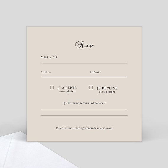 Carton réponse mariage Pleins & Déliés Verso