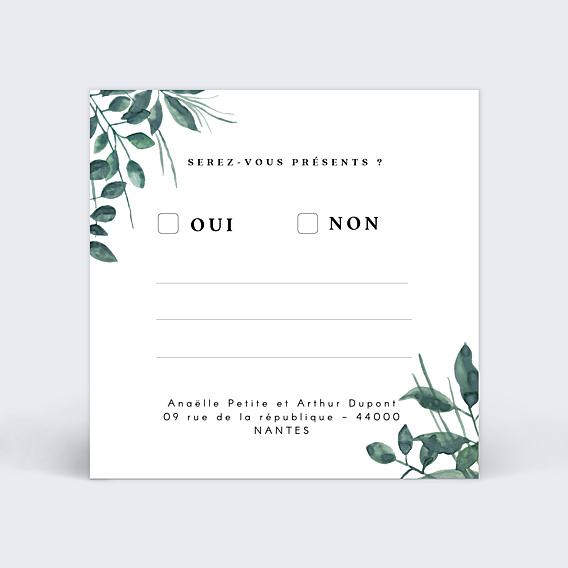 Carton Réponse Mariage Luxe