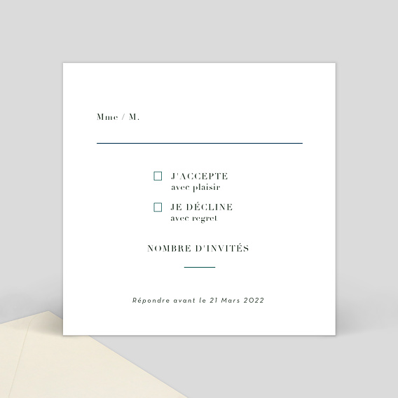 Carton réponse mariage Herbarium Verso