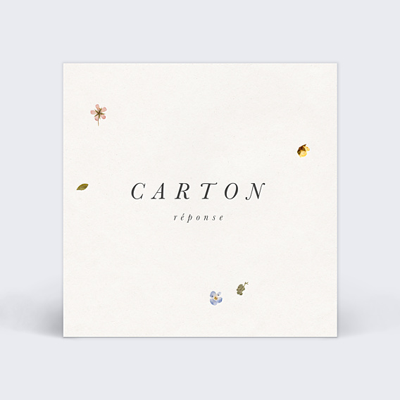 Carton Réponse Mariage Fleurs Pressées