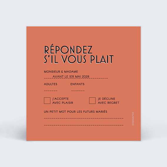 Carton réponse mariage Bold Verso