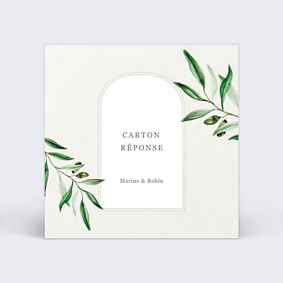 Carton Réponse Mariage Arche et Oliviers