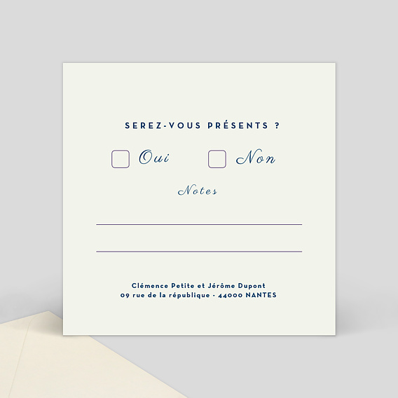 Carton réponse mariage Hirondelle d'Amour Verso