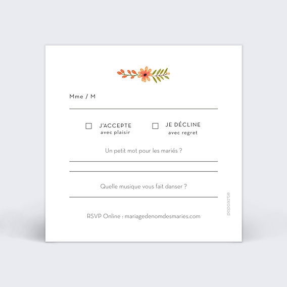 Carton Réponse Mariage Bouquet Printanier