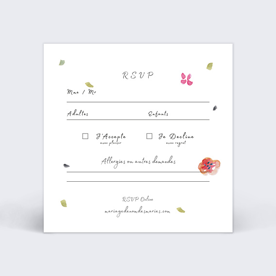 Carton Réponse Mariage Bouquet Aquarelle