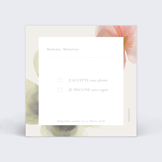 Carton réponse mariage Profusion aquarelle Verso