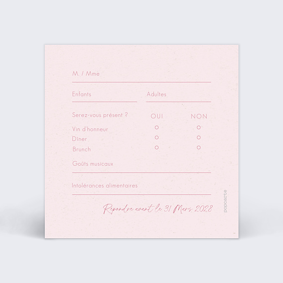 Carton réponse mariage Maison Lemoine X Popcarte - Ivory Verso