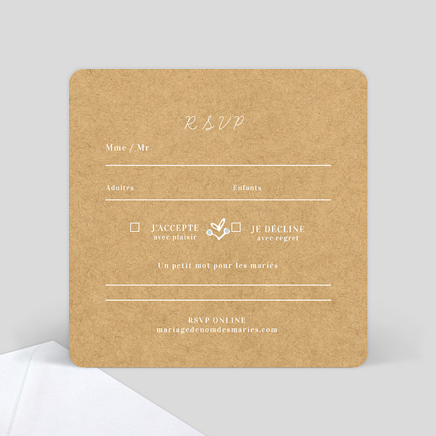 Carte Réponse de Mariage Timeline Dentelle Verso