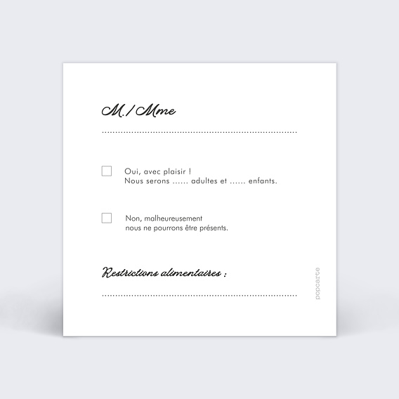 Carton réponse mariage Jardin botanique Verso