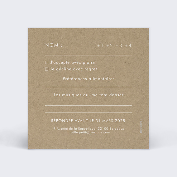 Carton réponse mariage Modern Love Verso