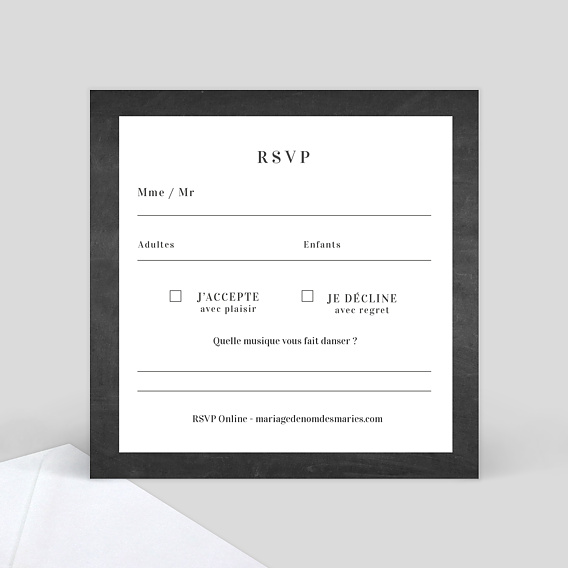 Carton réponse mariage Polaroïd Verso