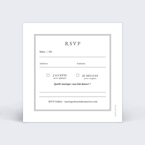 Carton réponse mariage Cadre Double Verso