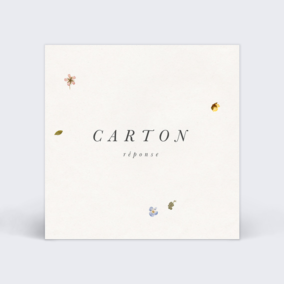 Carton réponse mariage Fleurs Pressées Recto