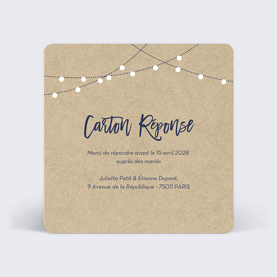 Carton réponse mariage Notre Histoire Recto