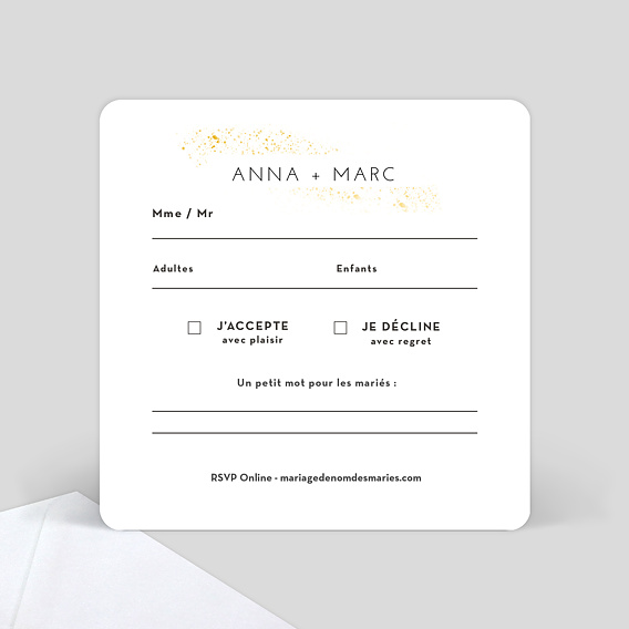 Carton réponse mariage Poudre Ocre Verso