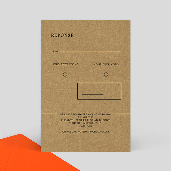Carton réponse mariage Modernkraft Verso