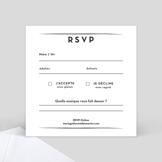 Carton réponse mariage Timeline Calligraphie Verso