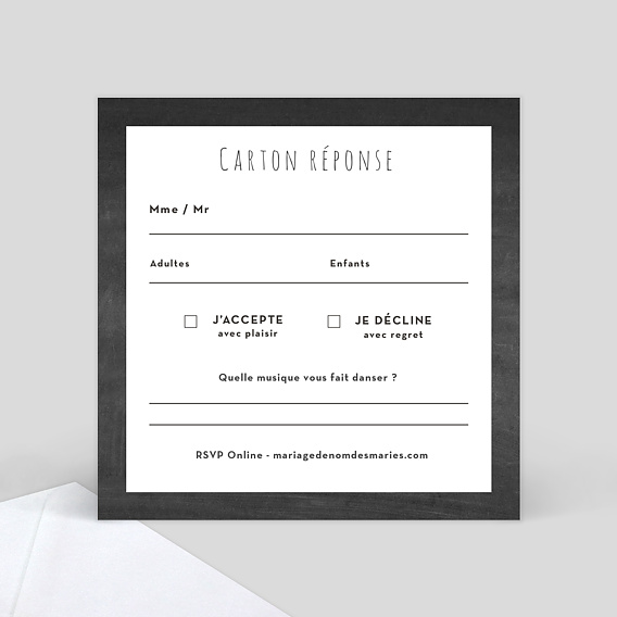 Carton réponse mariage Ardoise Verso