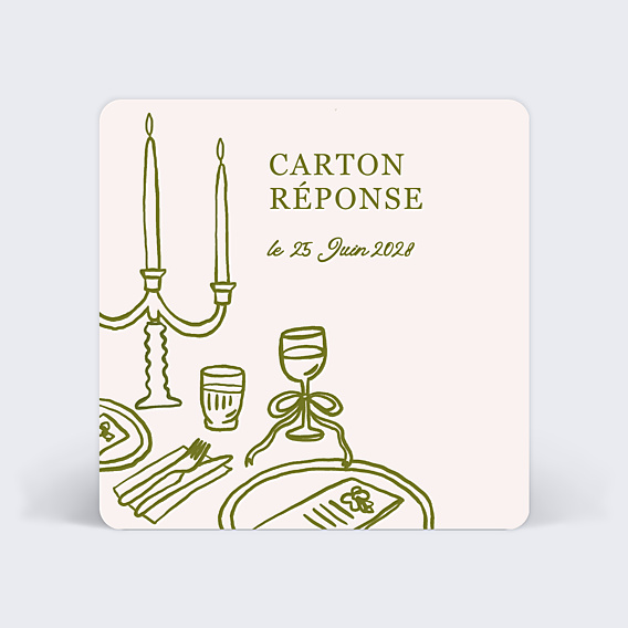 Carton Réponse Mariage Table de fête