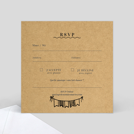 Carton réponse mariage Petit Carnet Verso