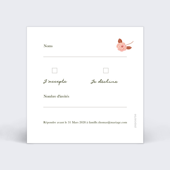Carton réponse mariage Printemps Bohème Verso