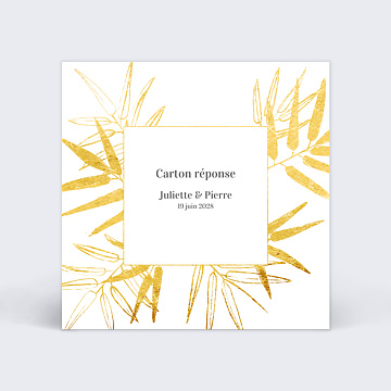 Carton Rponse Mariage Feuilles d'Or