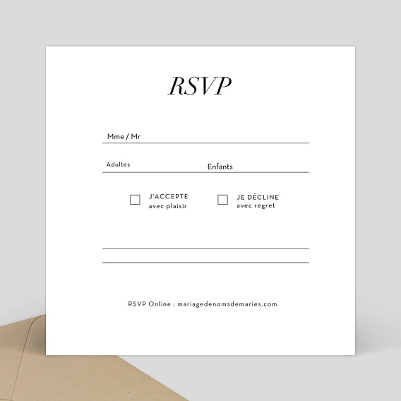 Carton réponse mariage Sobre et Jolie Verso