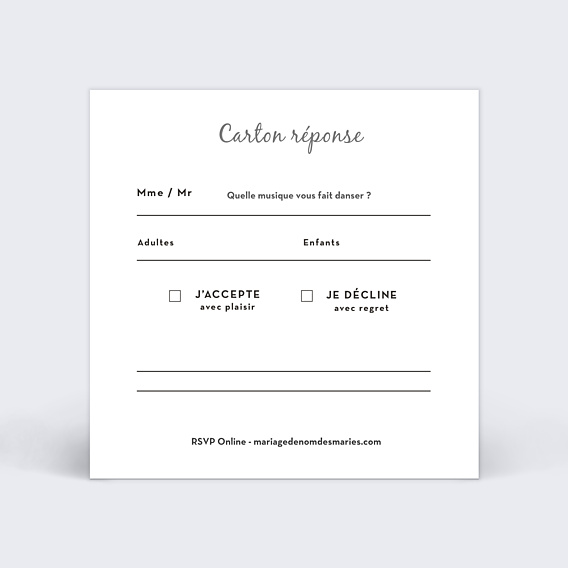 Carton Réponse Mariage Simple Pêle-mêle